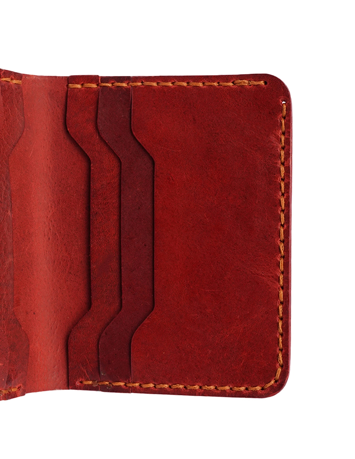 Leather Card Holder Red – Slim Bifold with 6 Card Slots