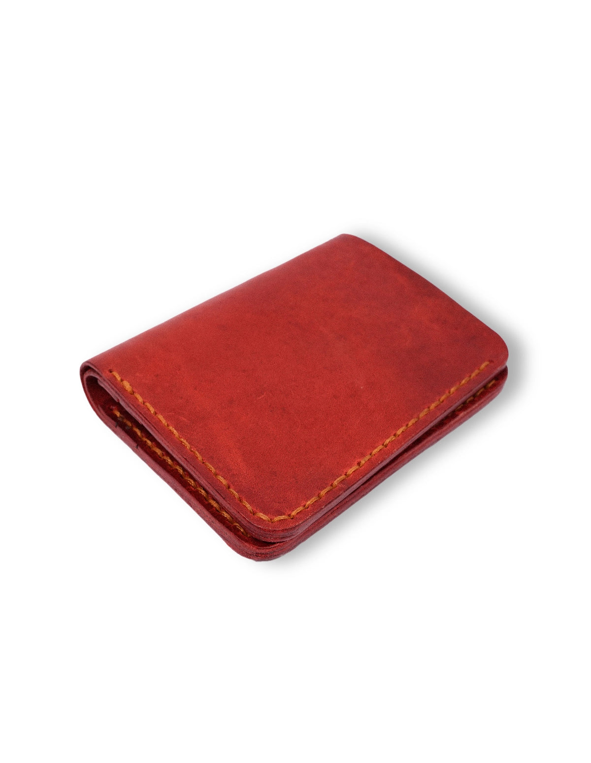 Leather Card Holder Red – Slim Bifold with 6 Card Slots