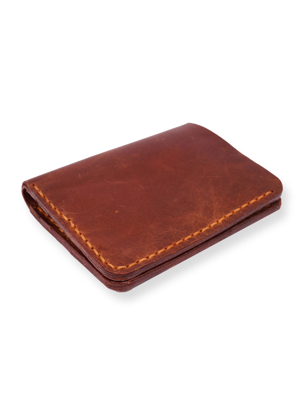 Leather Card Holder Brown – Slim Bifold with 6 Card Slots
