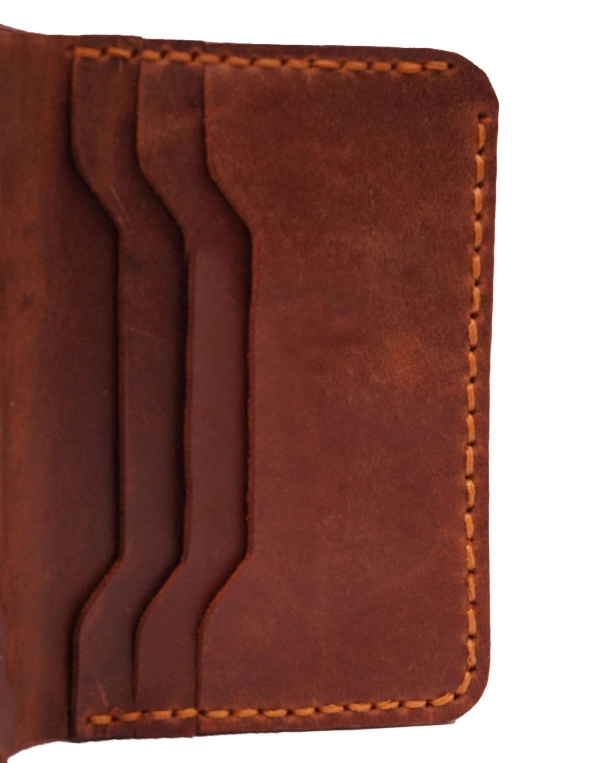 Leather Card Holder Brown – Slim Bifold with 6 Card Slots