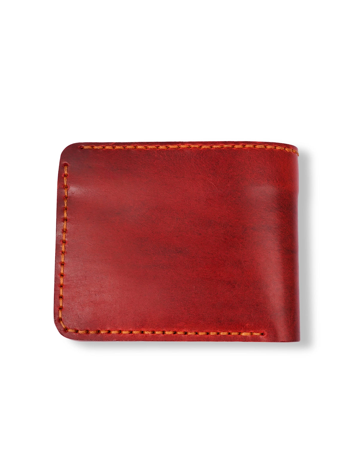 Leather Wallet Red – Vintage Bifold with Hand-Stitched Edges