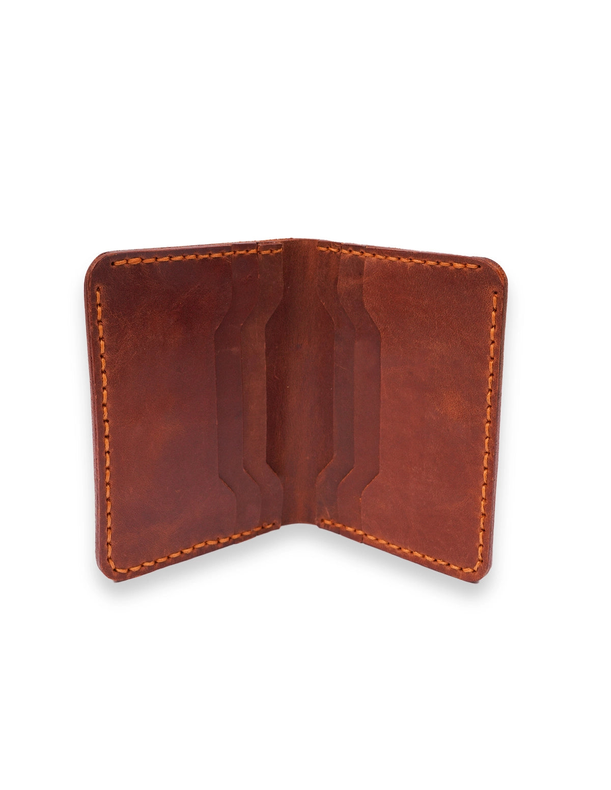 Leather Card Holder Brown – Slim Bifold with 6 Card Slots