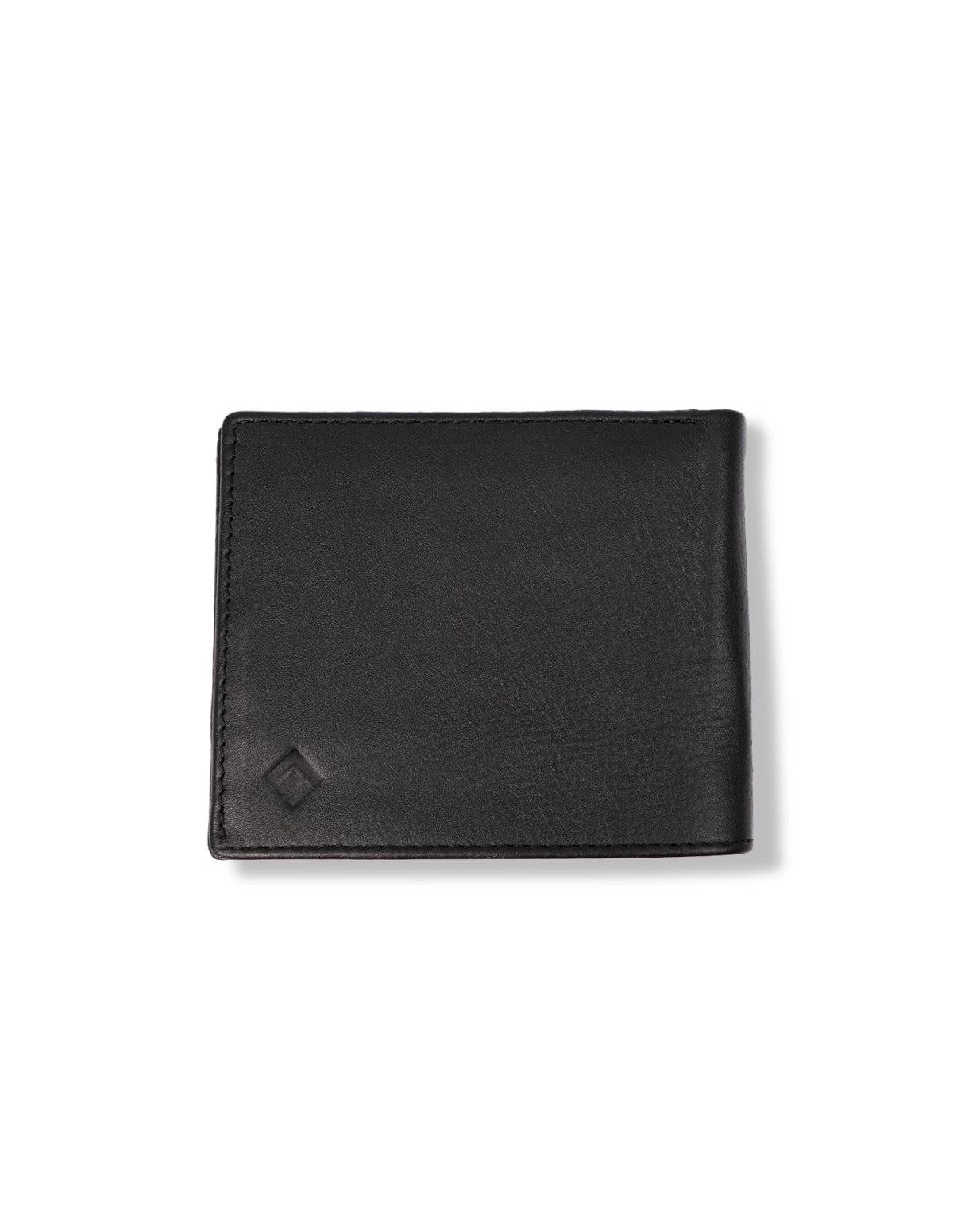 Men’s Black Leather Wallet – Slim Bifold with Brown Interior