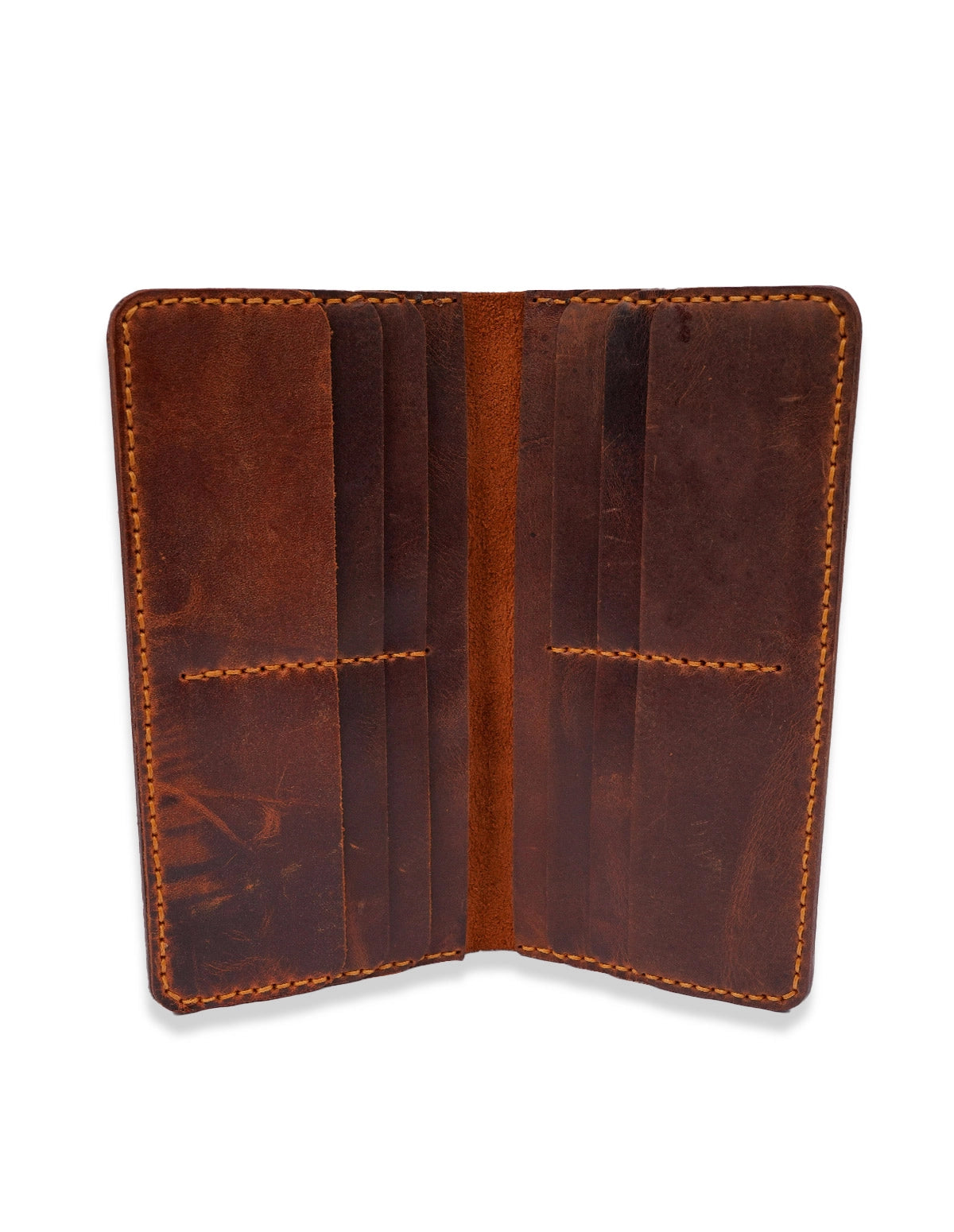 Men’s Brown Leather Long Wallet – Vintage Bifold