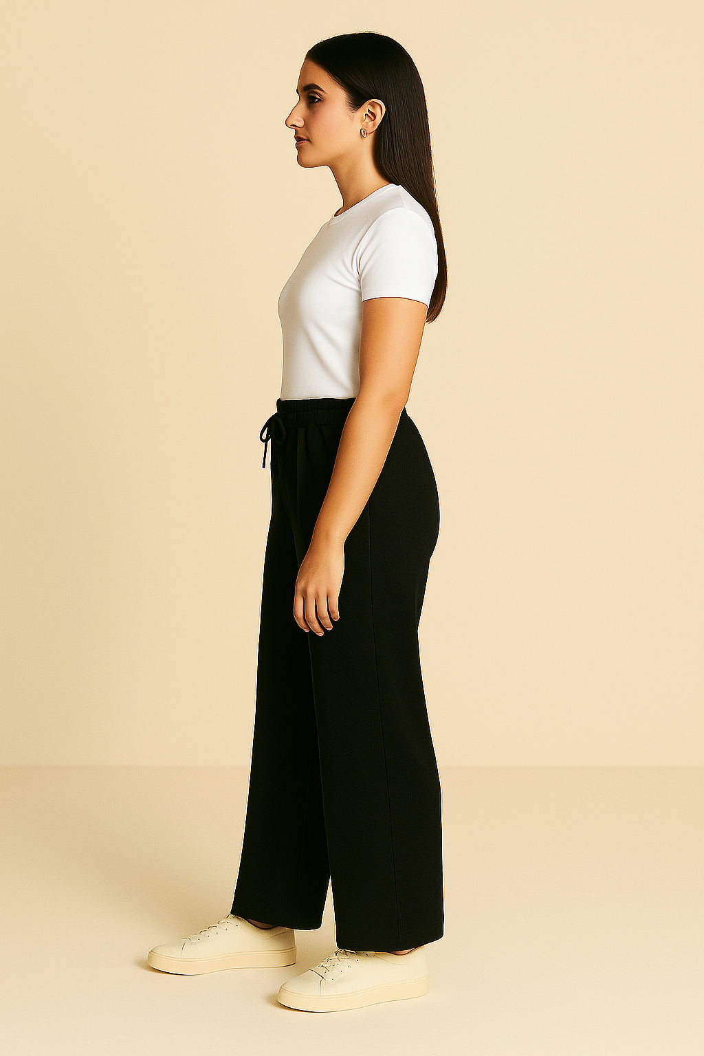 Shadow Luxe Wide-Leg Trousers - Black