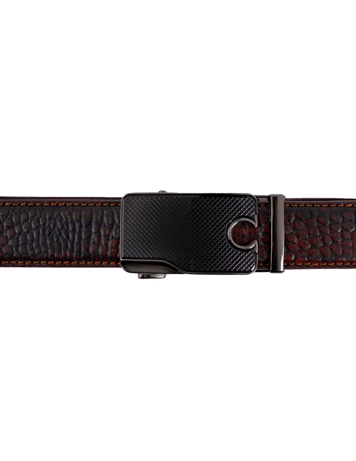 Leather Belt Brown – Embossed Leather with Automatic Buckle