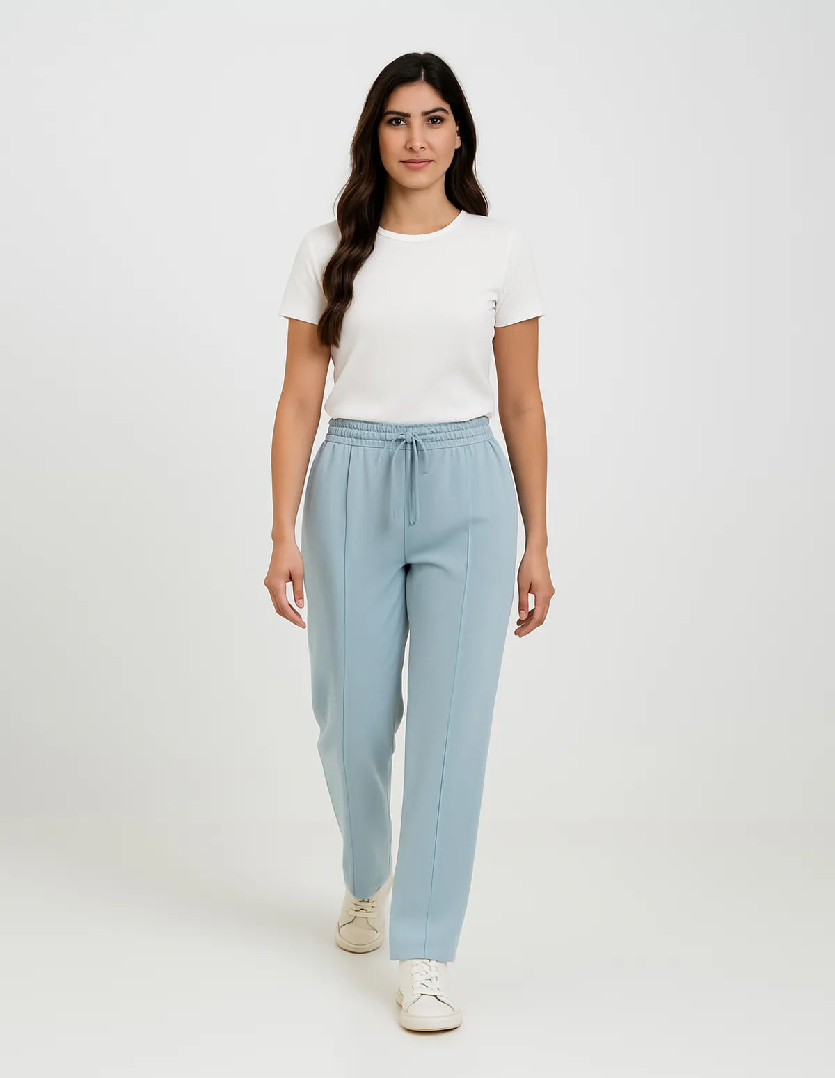 Serene Blue Flow Wide-Leg Trousers - Light Blue