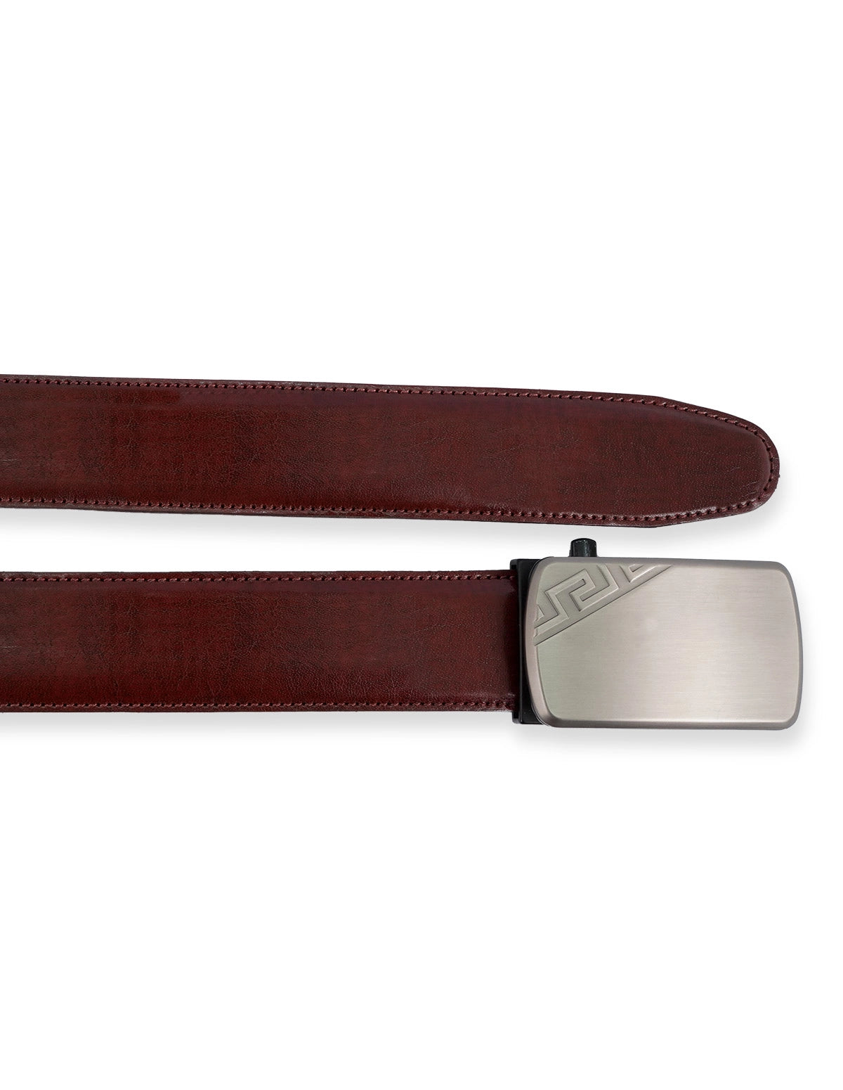Leather Belt Brown – Slide Buckle with Metallic Texture