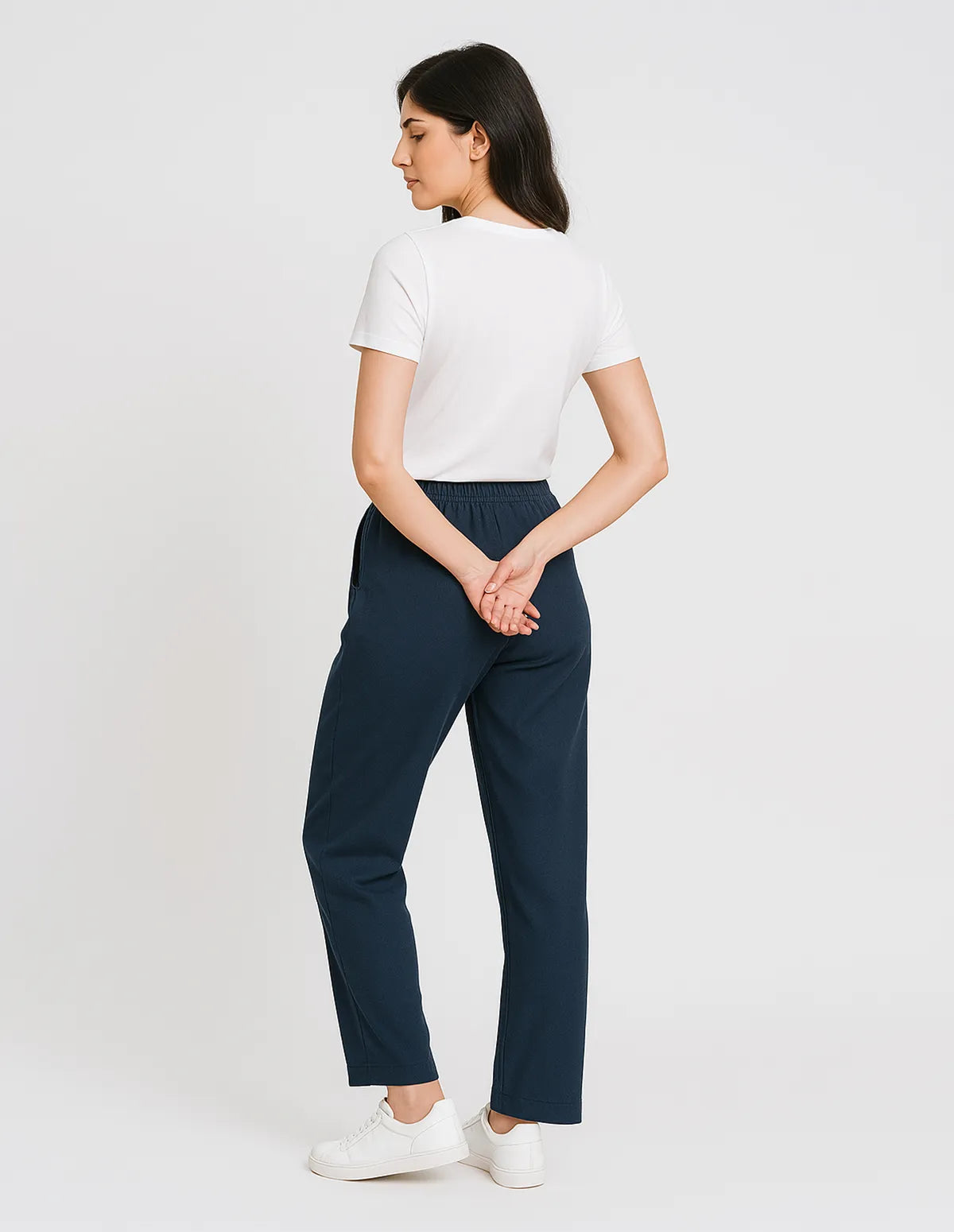 Royal Wave Wide-Leg Trousers - Dark Blue