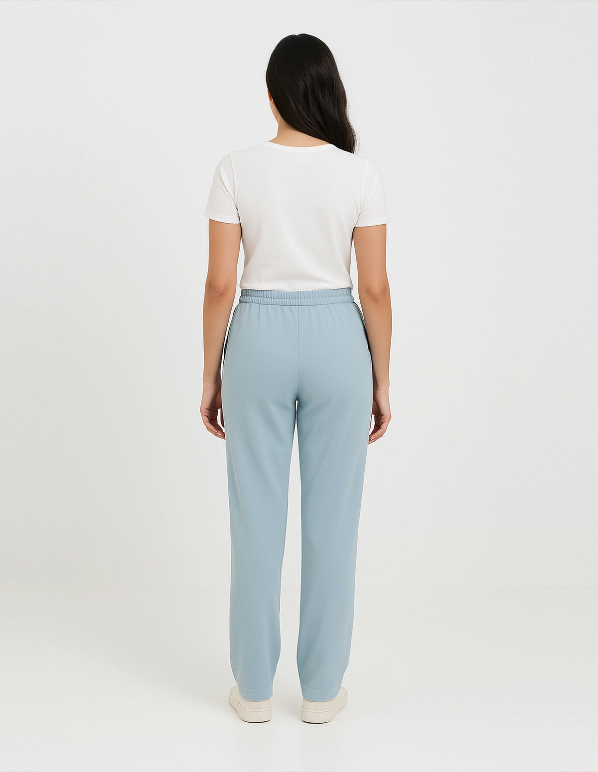 Serene Blue Flow Wide-Leg Trousers - Light Blue