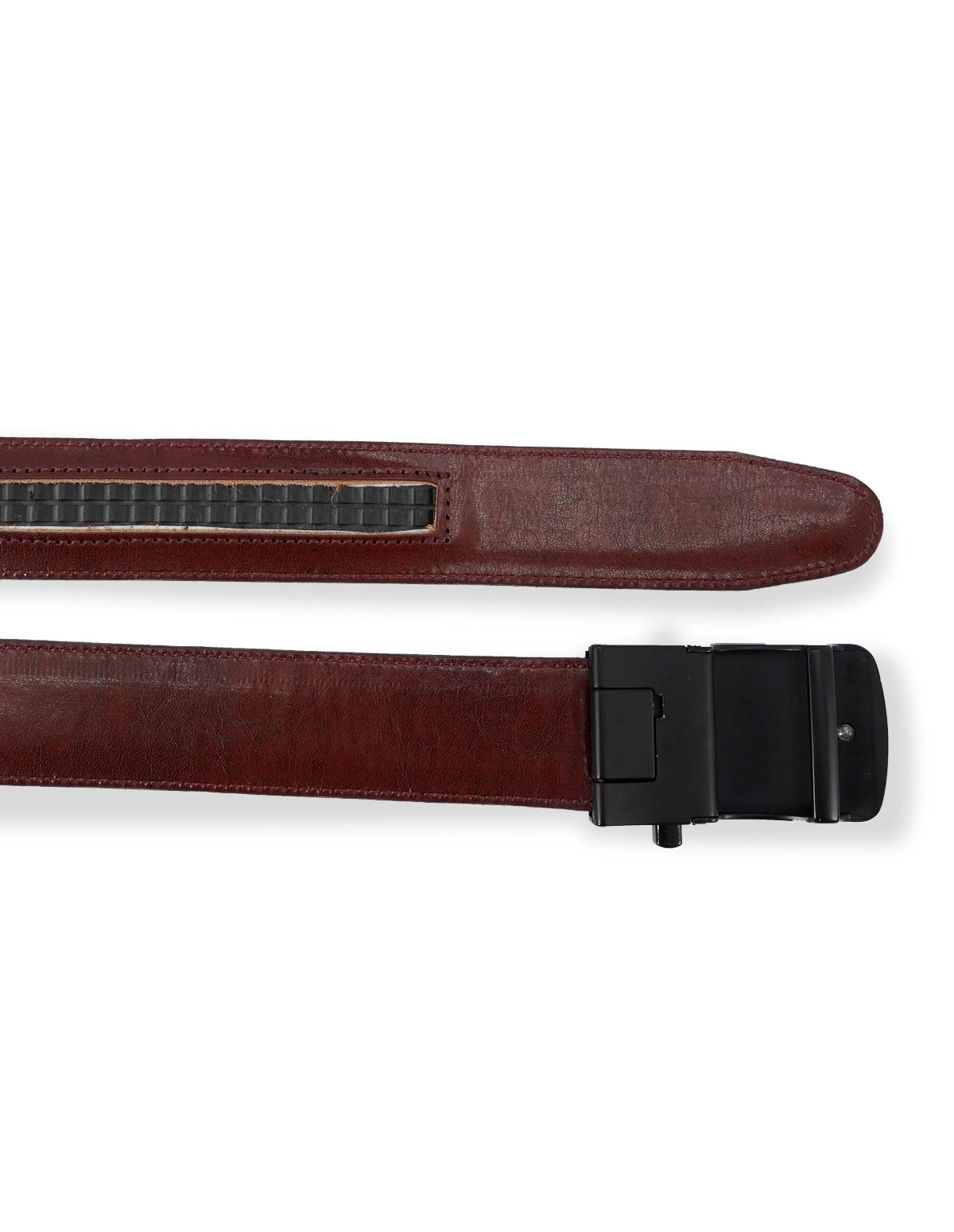 Leather Belt Brown – Slide Buckle with Metallic Texture