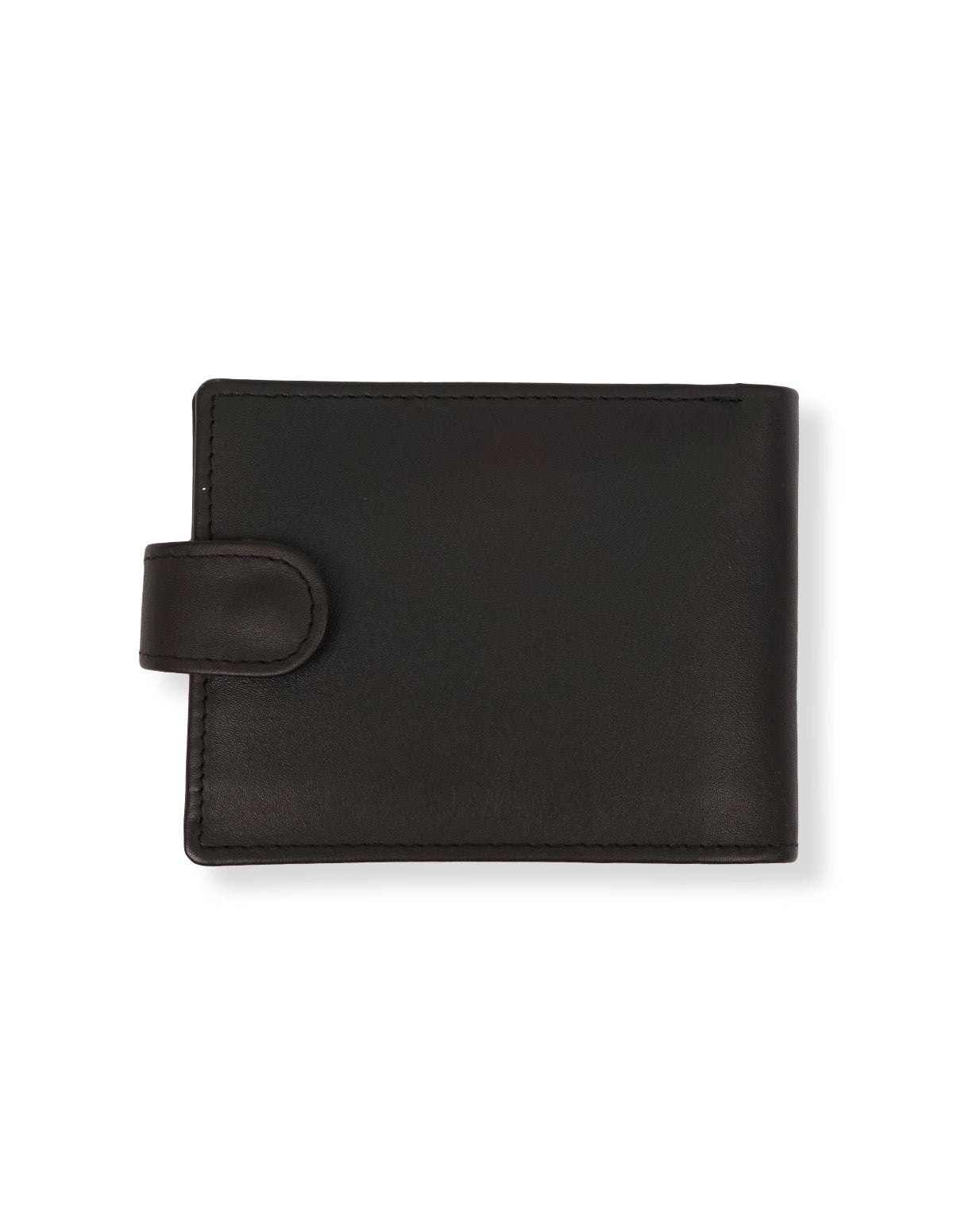 Cow Leather Wallet Black - Button Closure
