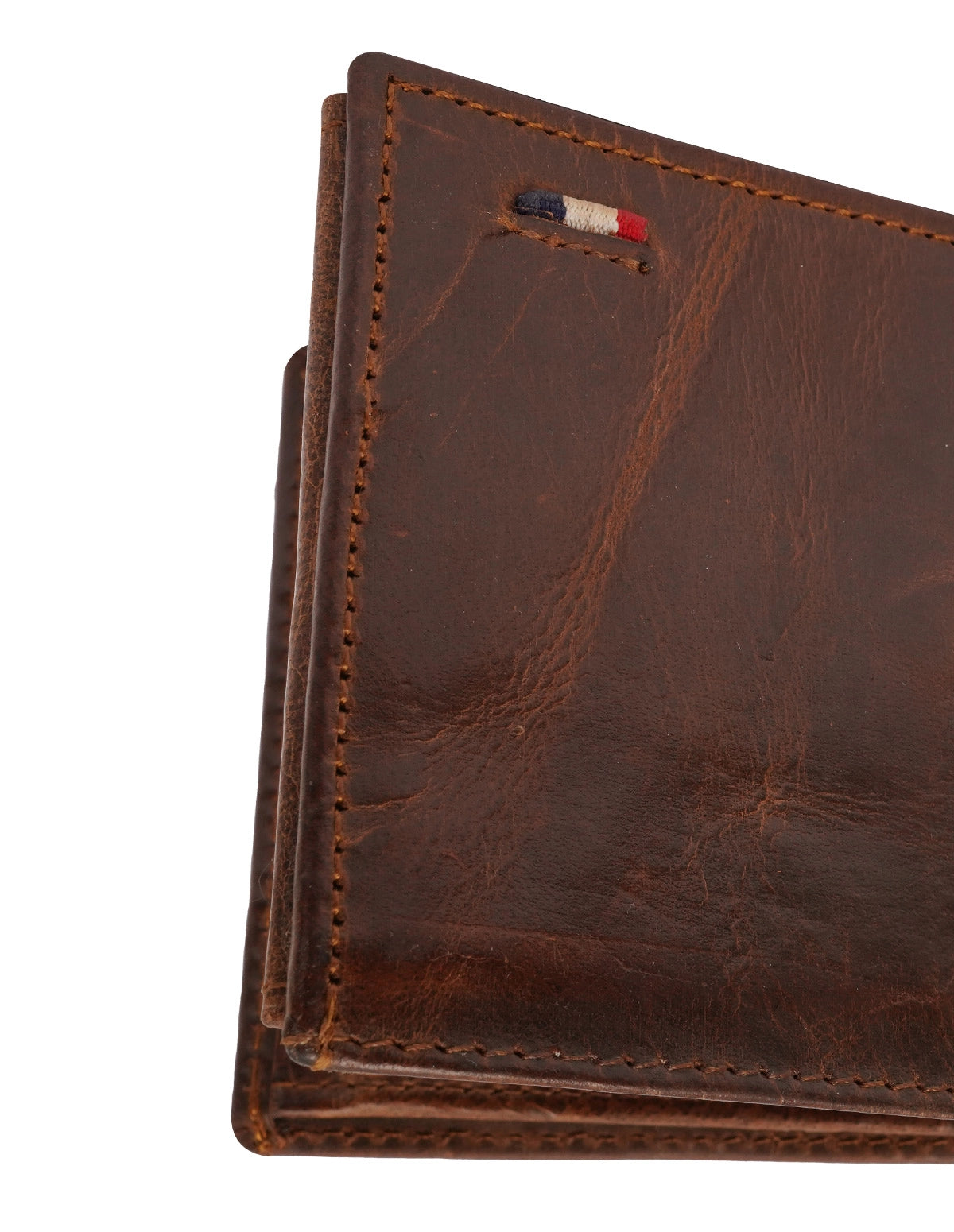 Cow Leather Wallet Brown – Trifold with Zipper Pocket