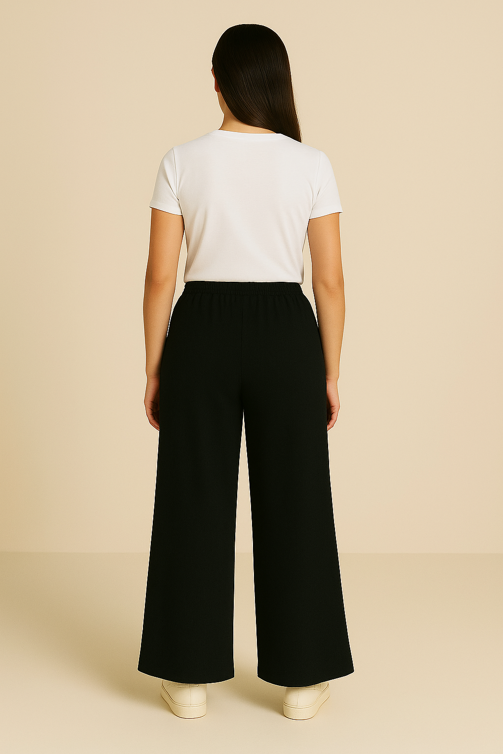 Shadow Luxe Wide-Leg Trousers - Black