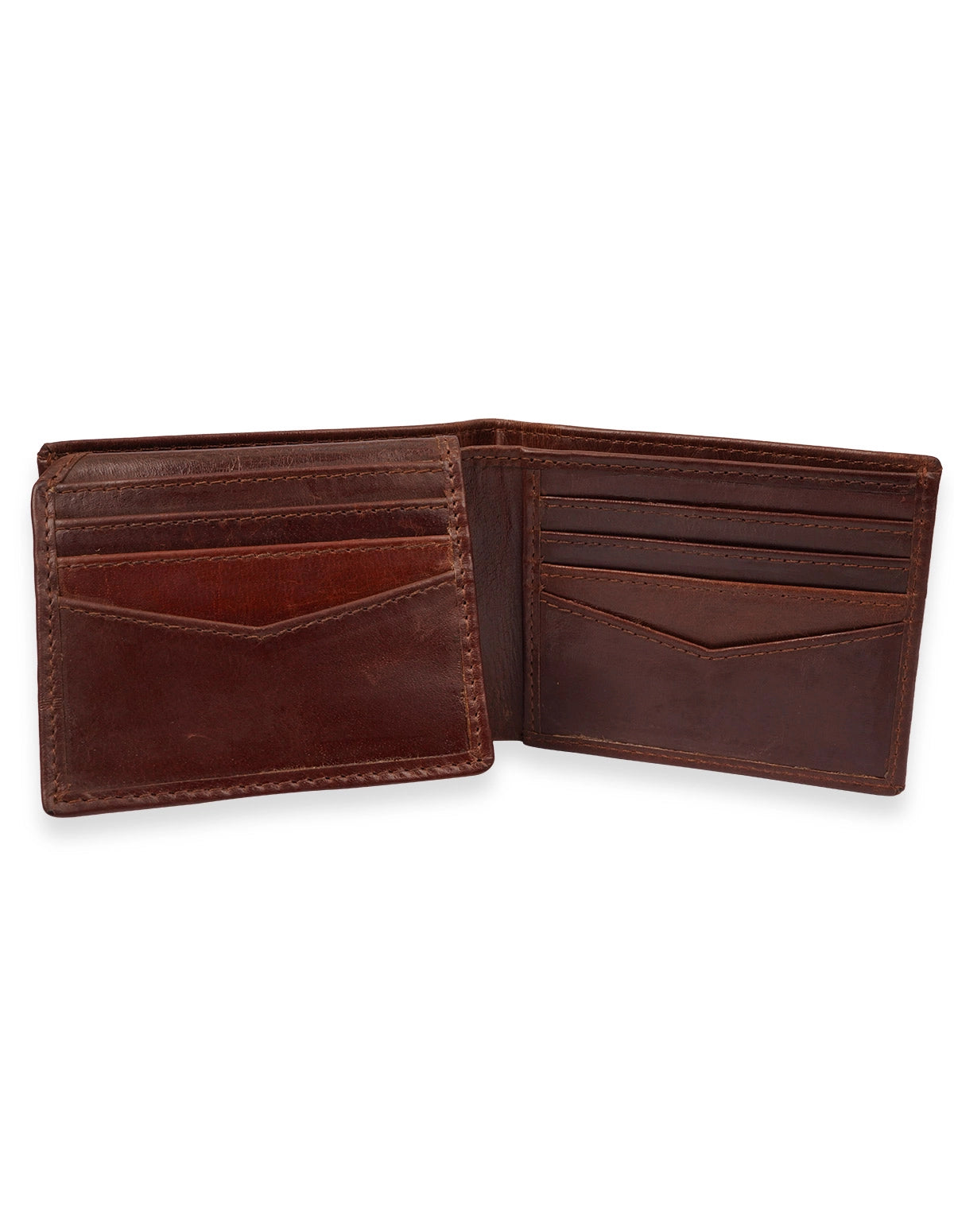 Cow Leather Wallet Brown – Trifold with Zipper Pocket