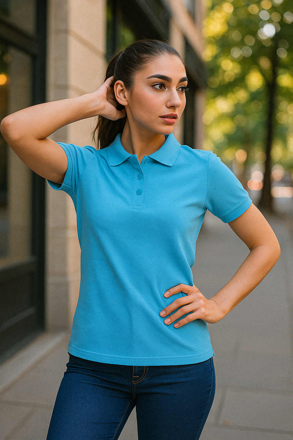 Polo with Slim-Sky Blue