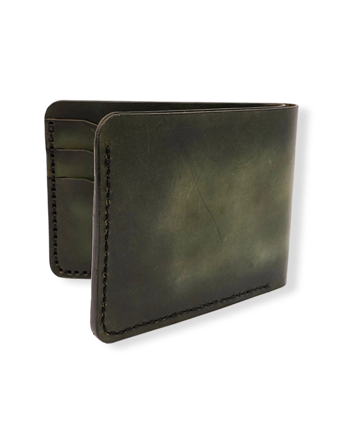Cow Leather Wallet Green – Modern Bifold with Card Slots