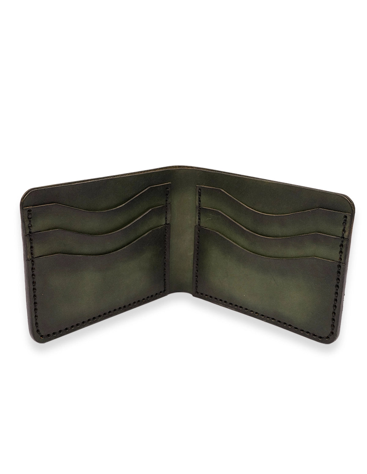 Cow Leather Wallet Green – Modern Bifold with Card Slots
