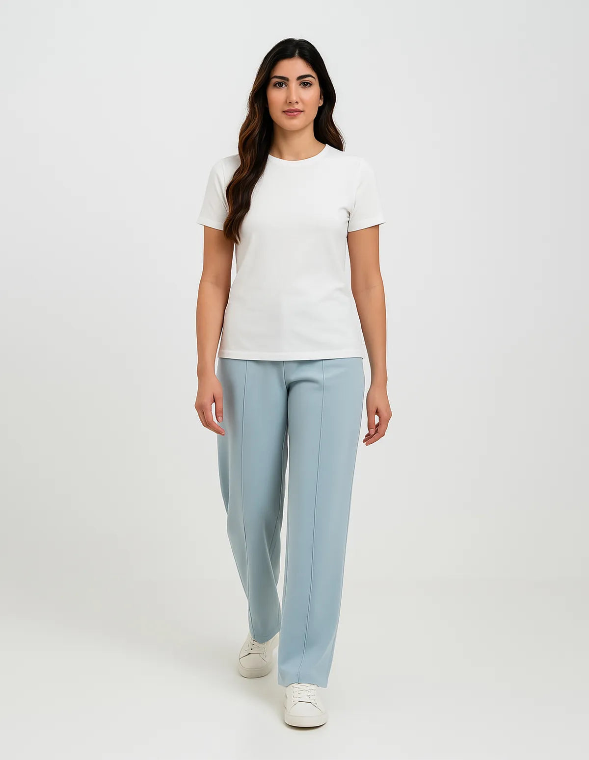 Serene Blue Flow Wide-Leg Trousers - Light Blue