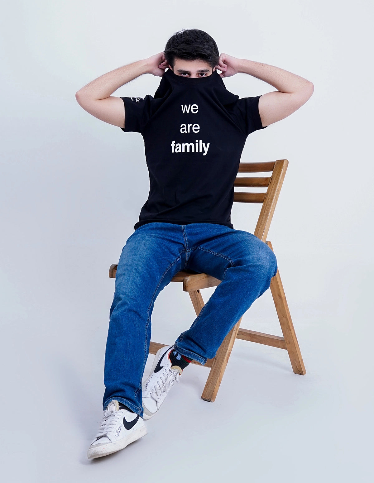 Best T-Shirt for Men – "We Are Family" Black Regular Fit Cotton T-Shirt