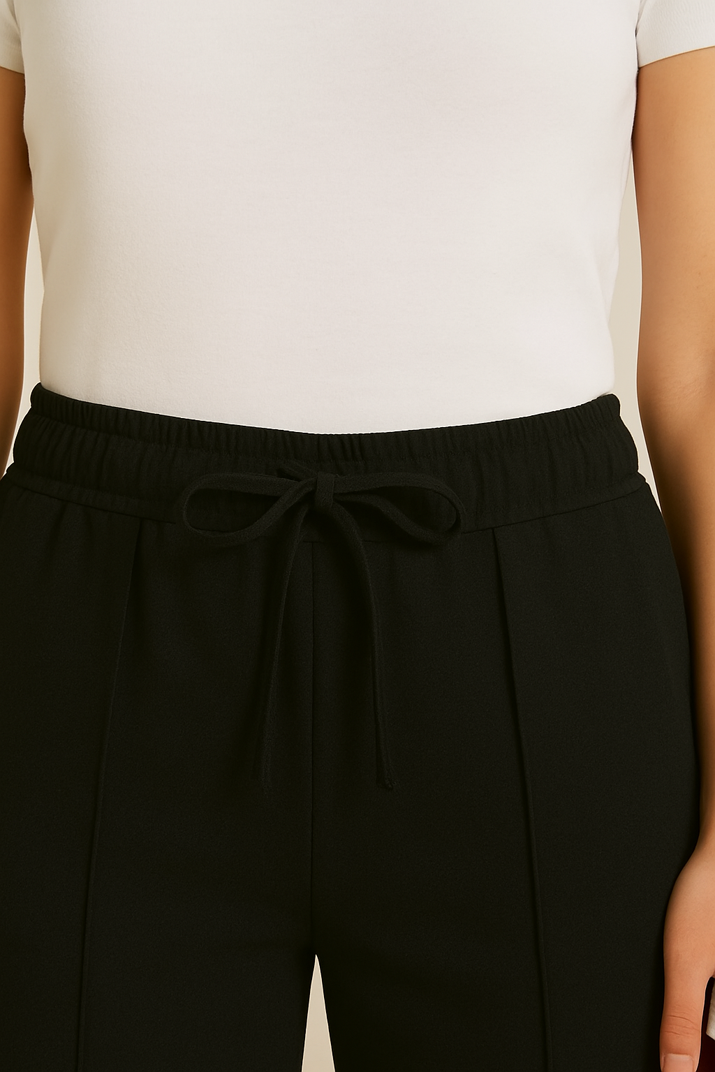 Shadow Luxe Wide-Leg Trousers - Black