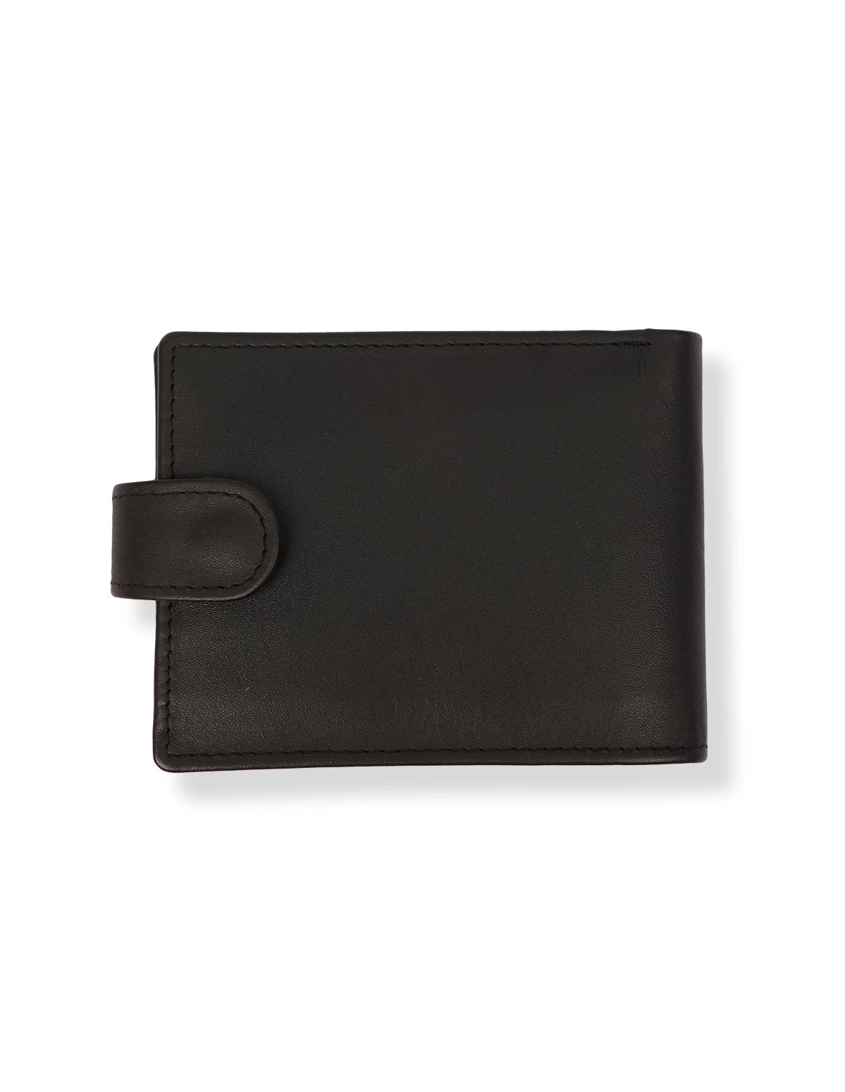 Cow Leather Wallet Black – Bifold with Button Closure & Card Slots