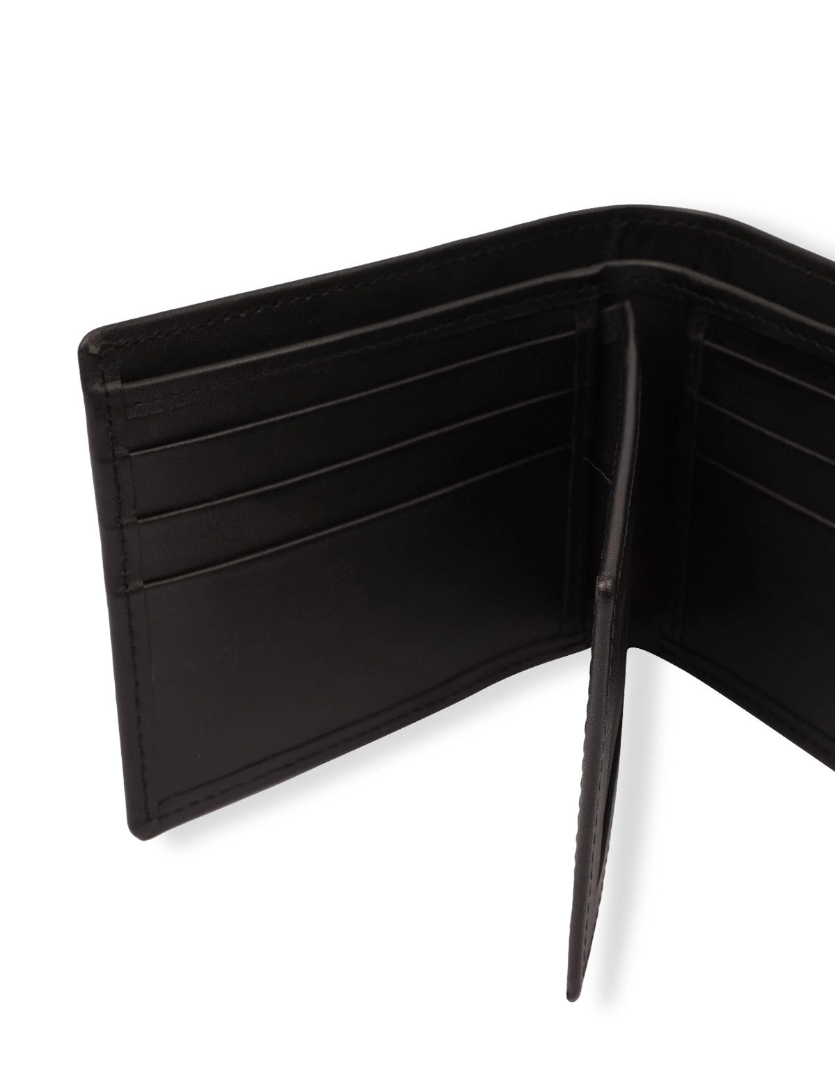 Cow Leather Wallet Black – Bifold with Button Closure & Card Slots