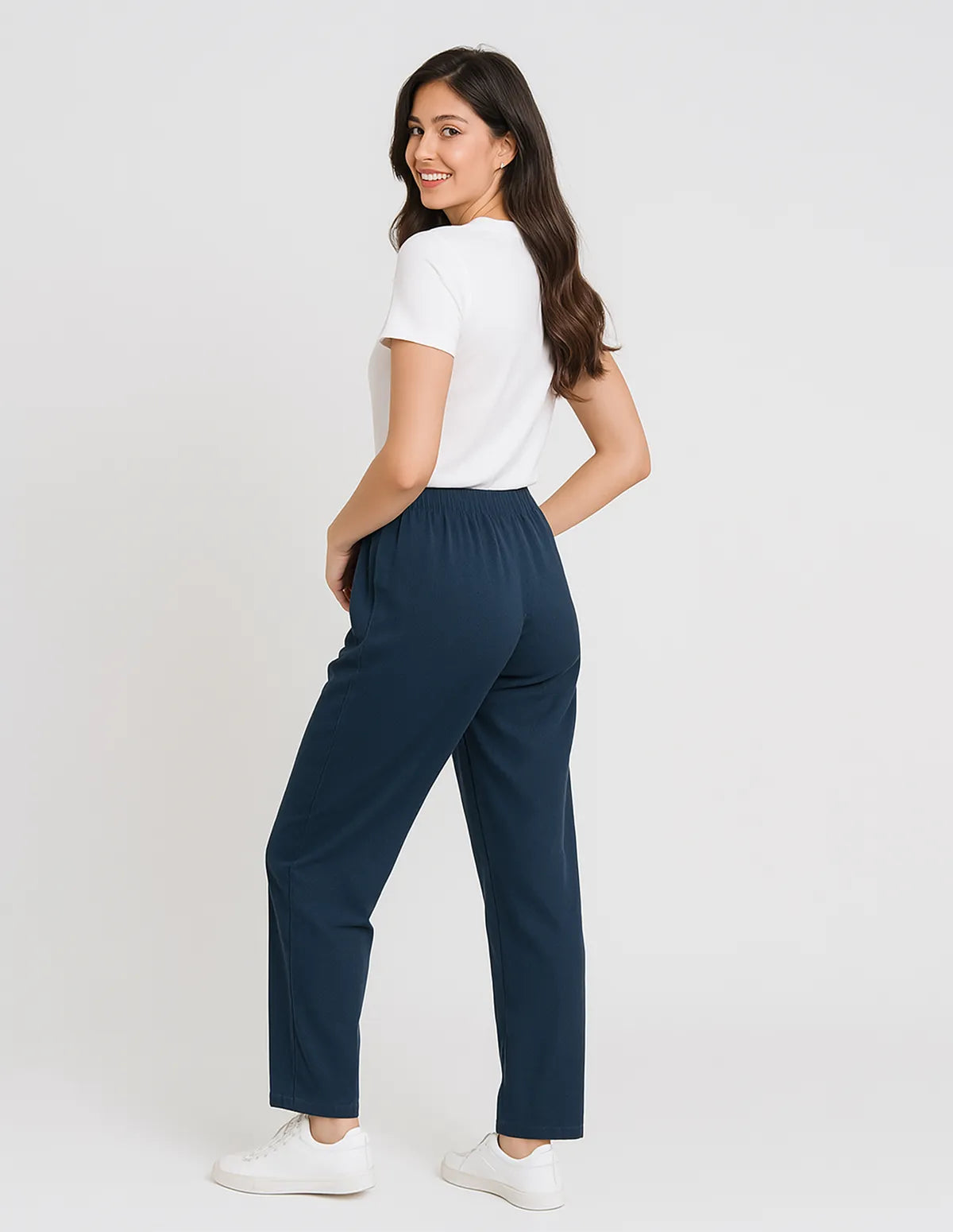 Royal Wave Wide-Leg Trousers - Dark Blue