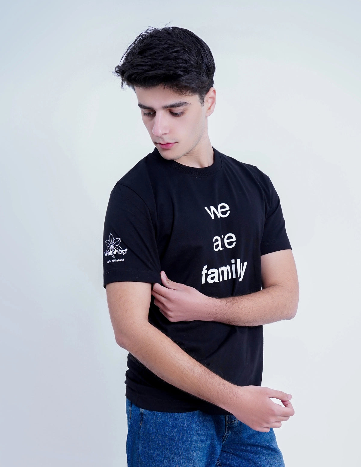 Best T-Shirt for Men – "We Are Family" Black Regular Fit Cotton T-Shirt