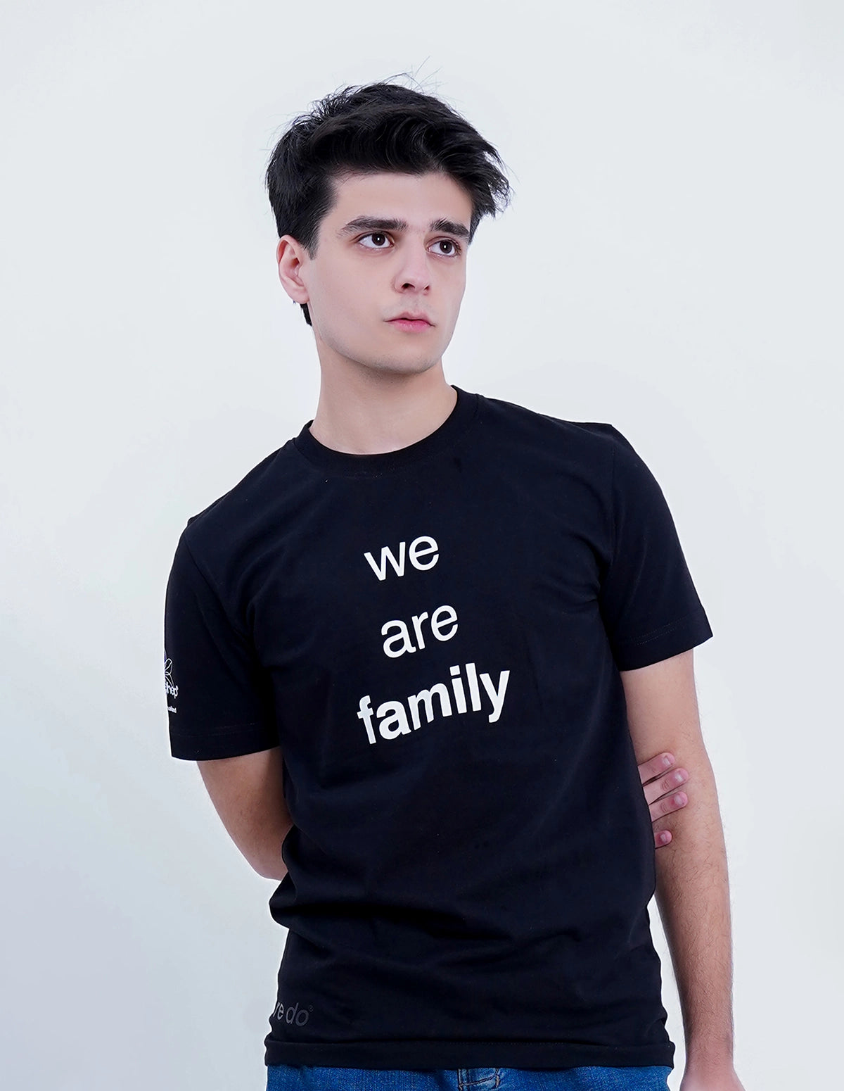 Best T-Shirt for Men – "We Are Family" Black Regular Fit Cotton T-Shirt