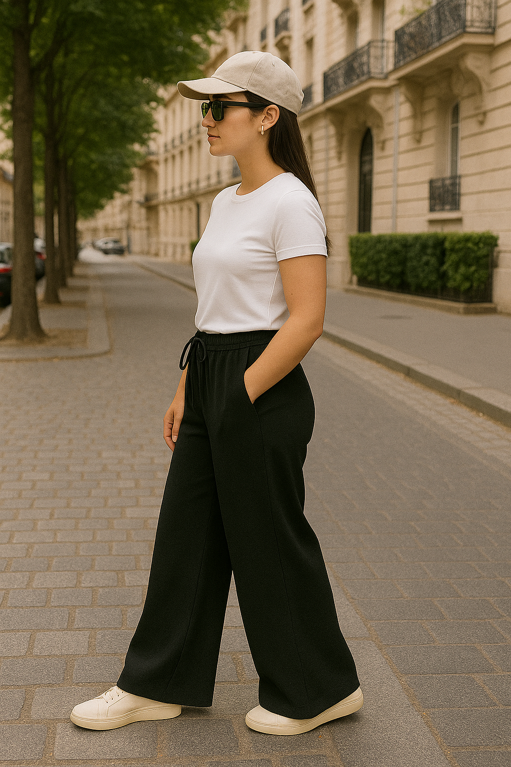 Shadow Luxe Wide-Leg Trousers - Black