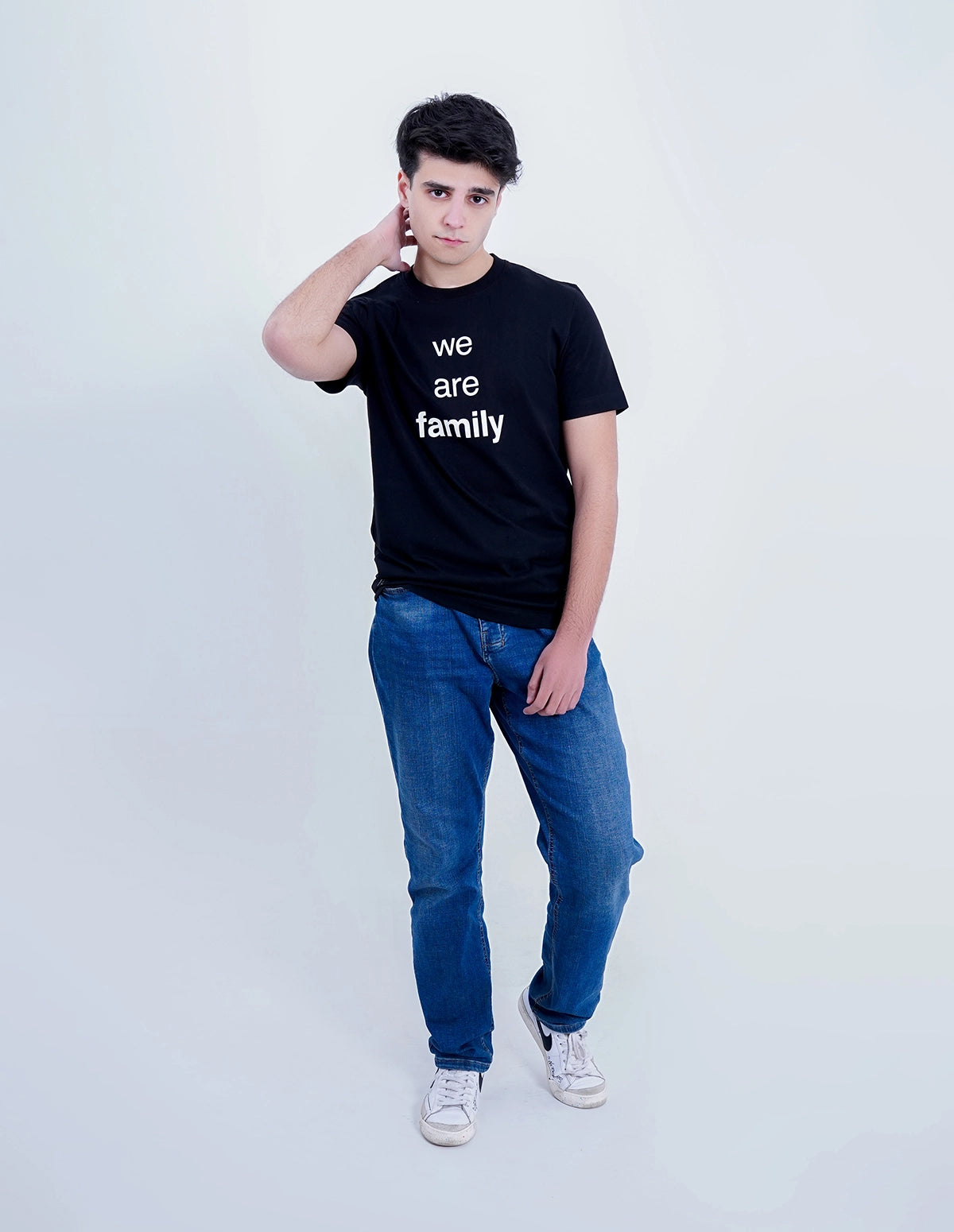 Best T-Shirt for Men – "We Are Family" Black Regular Fit Cotton T-Shirt