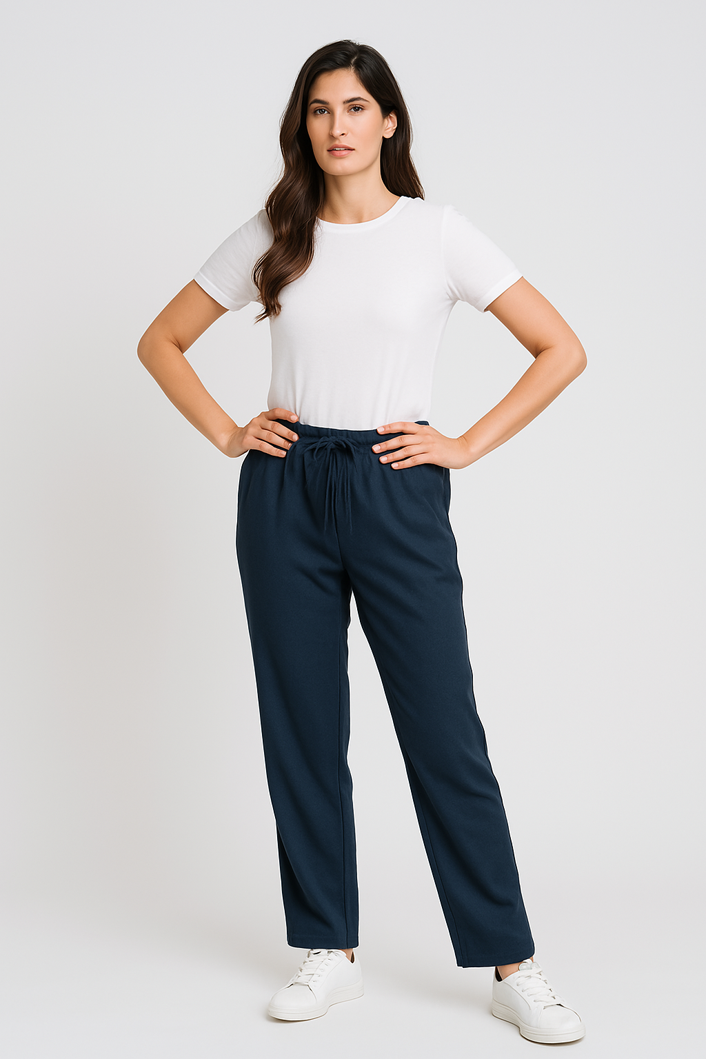 Royal Wave Wide-Leg Trousers - Dark Blue