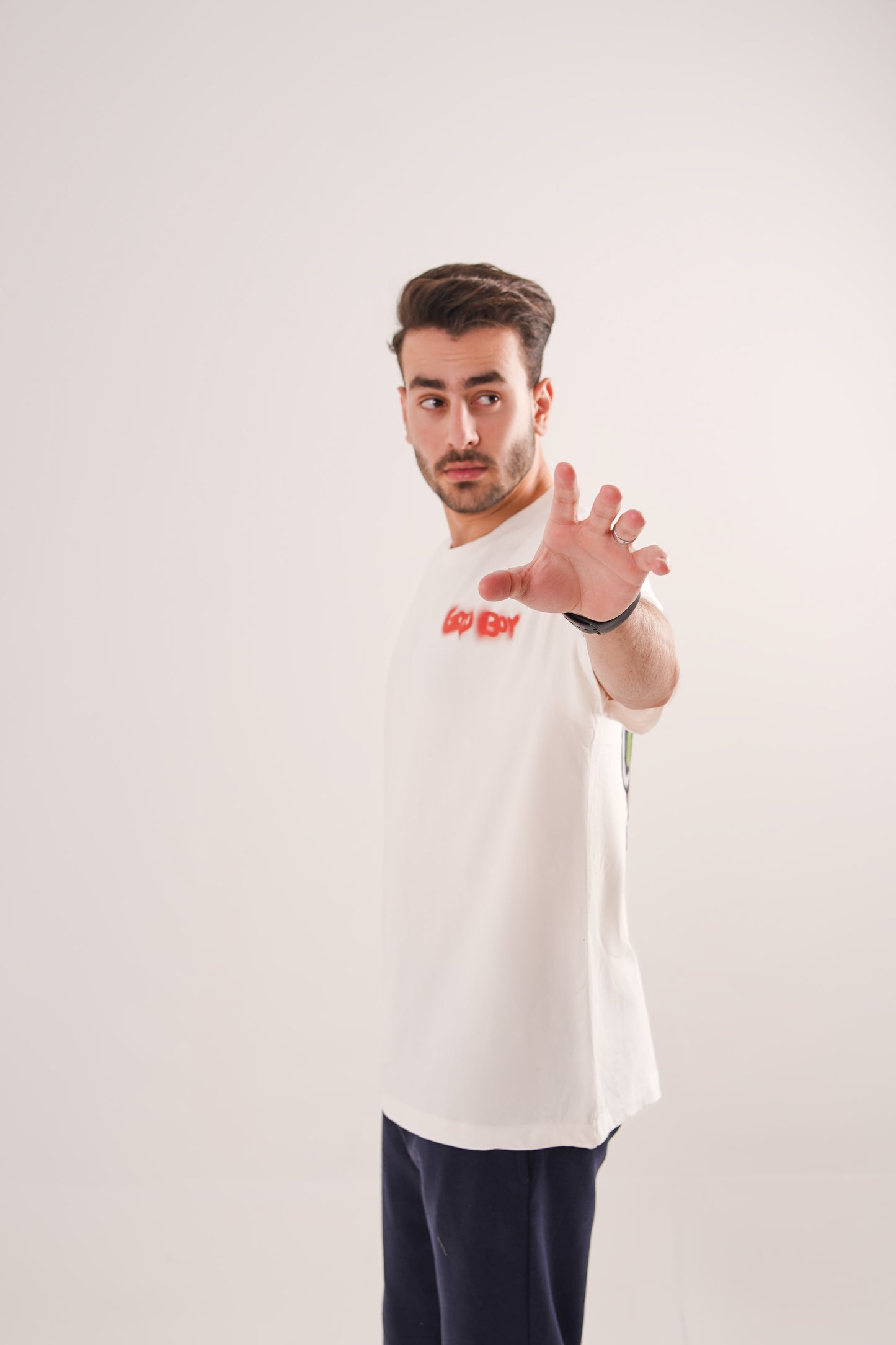 Men’s Down-Shoulder Cotton T-Shirt – Off-White