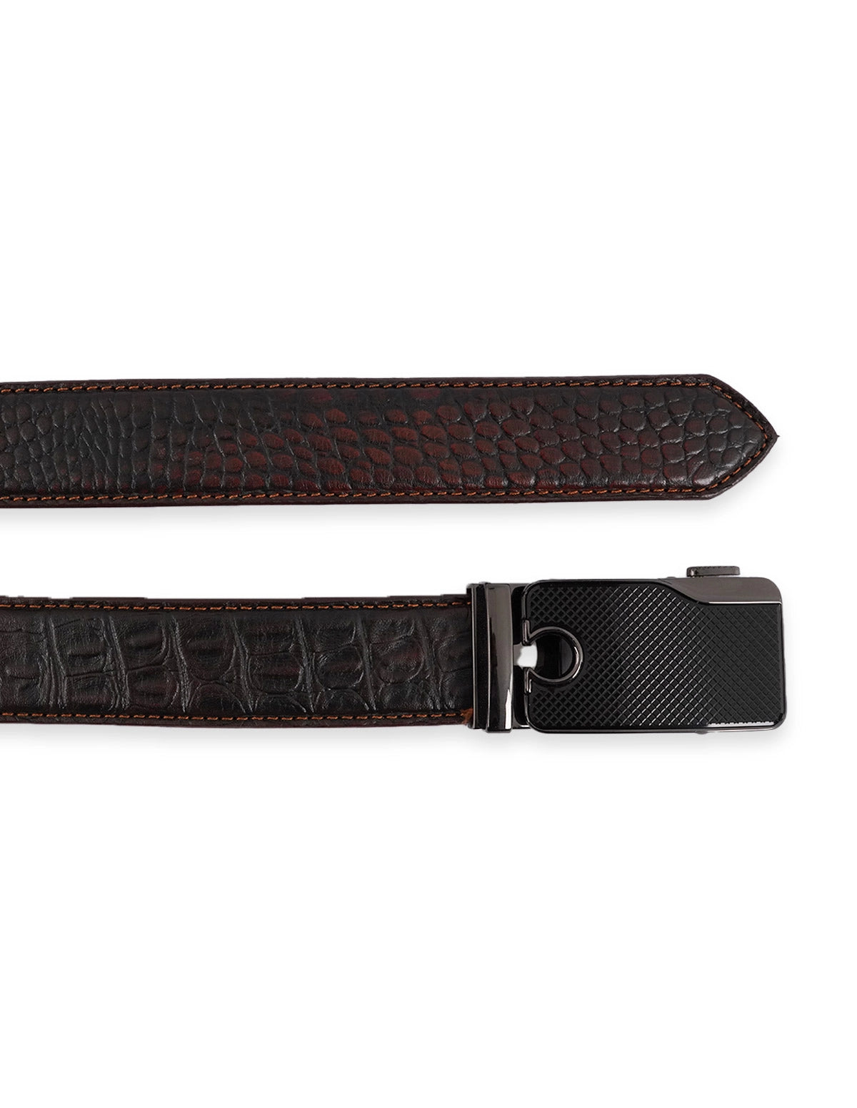 Leather Belt Brown – Embossed Leather with Automatic Buckle