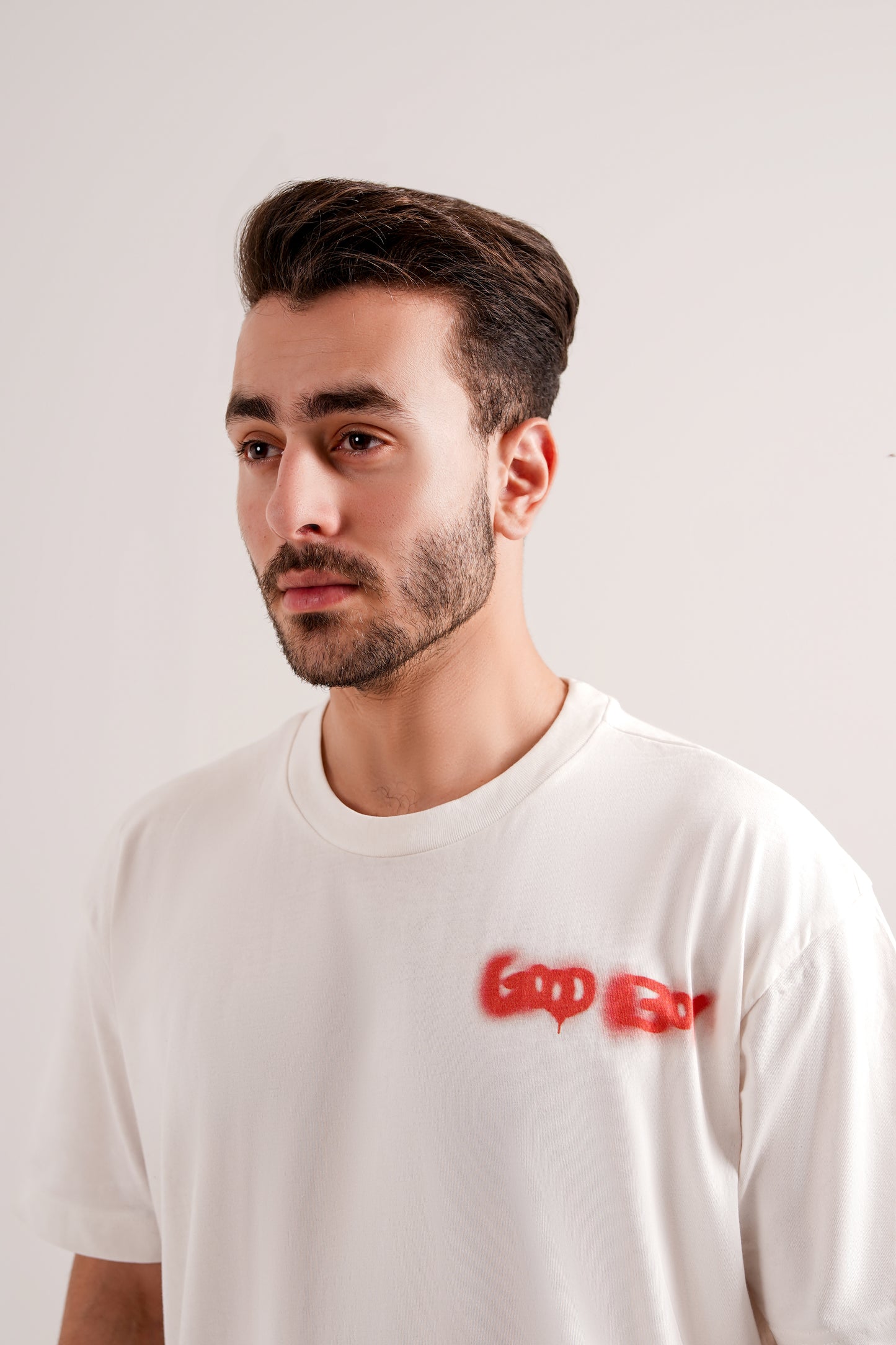 Men’s Down-Shoulder Cotton T-Shirt – Off-White