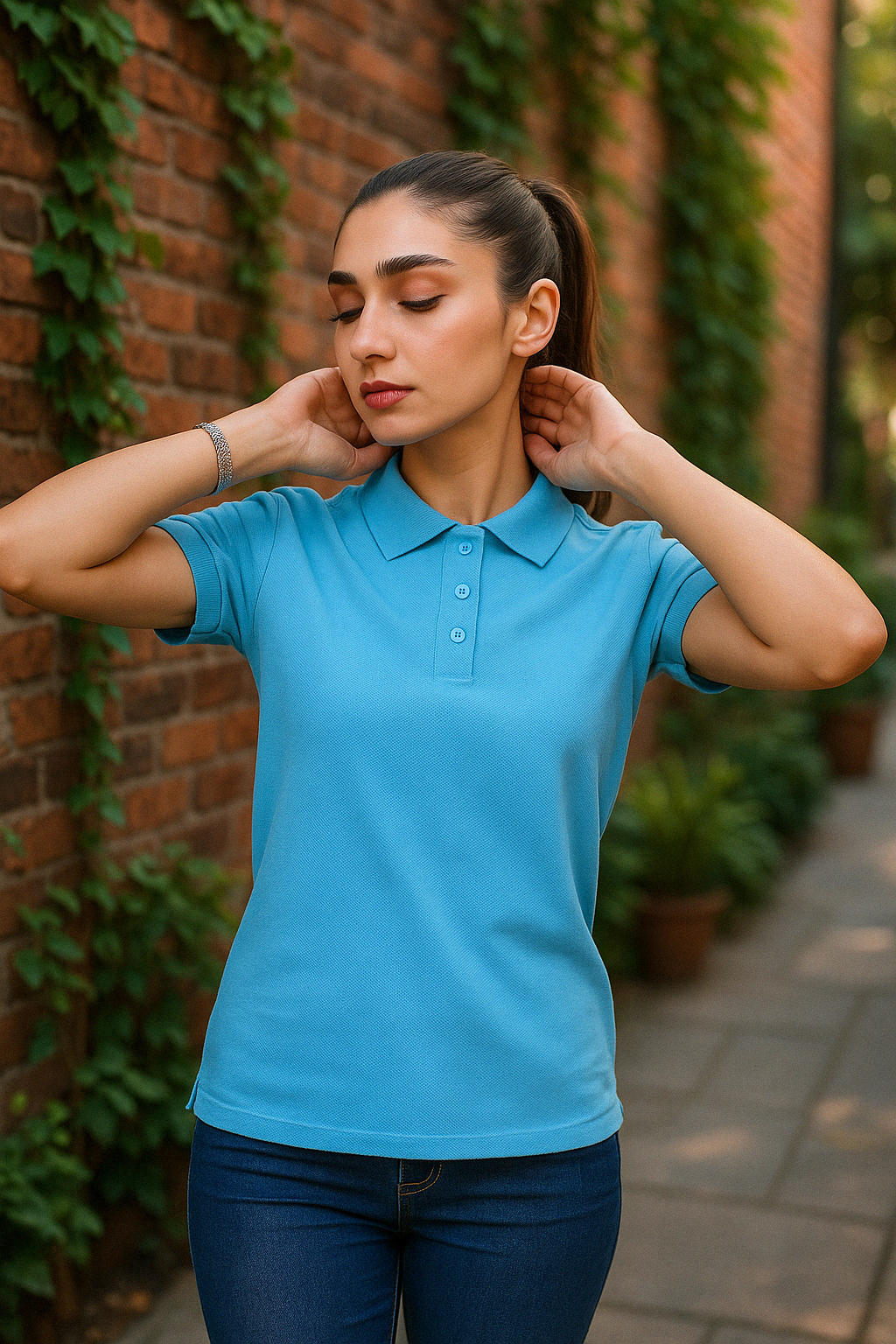 Polo with Slim-Sky Blue