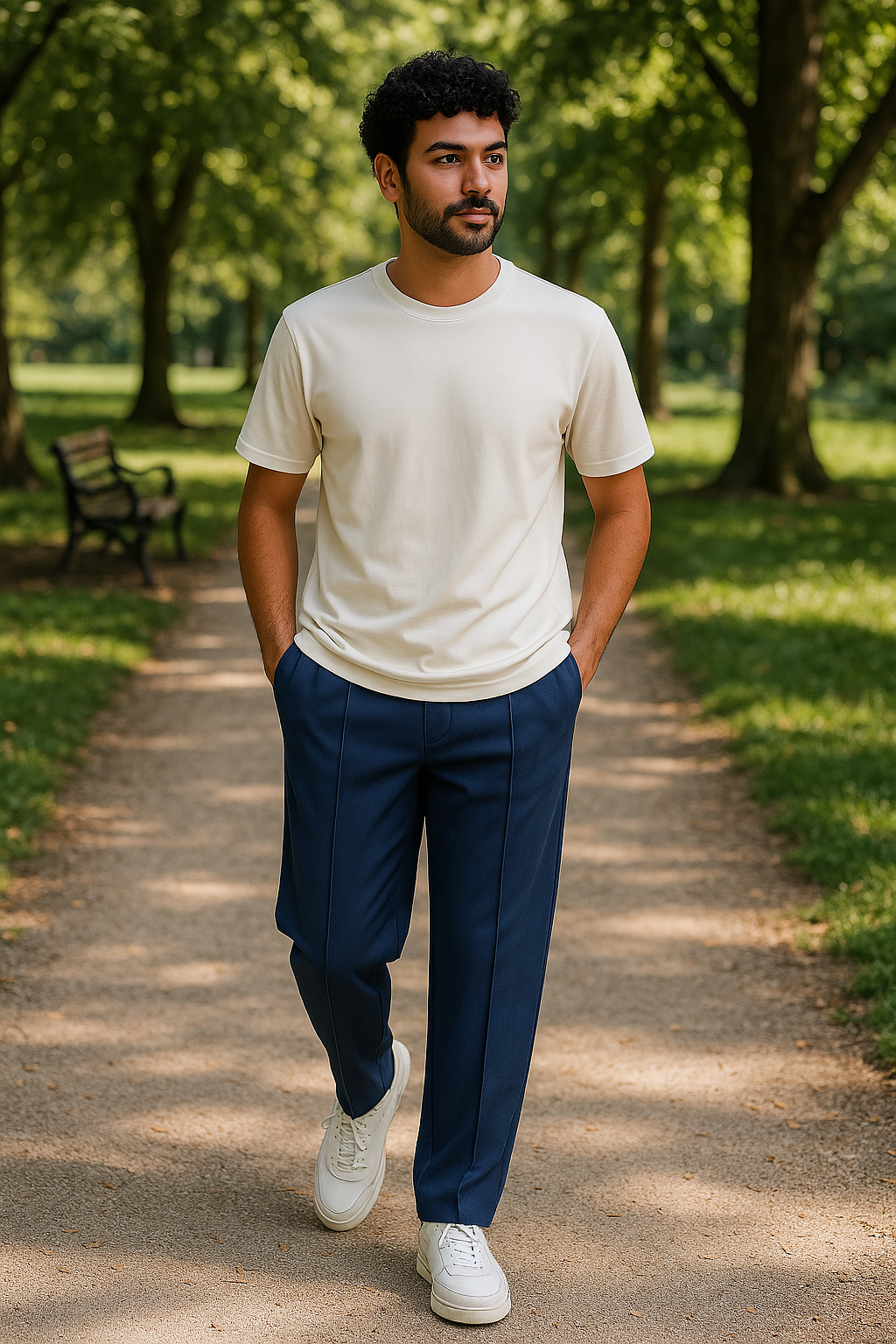 Royal Blue Stitch Trousers - Dark Blue