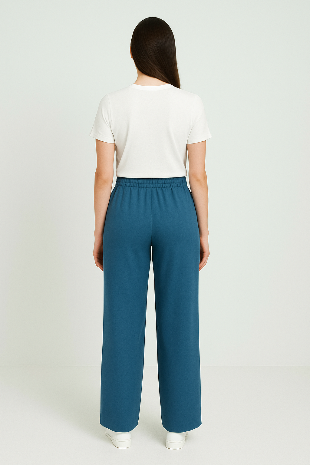 Frosted Sky Wide-Leg Trousers - Sky Blue