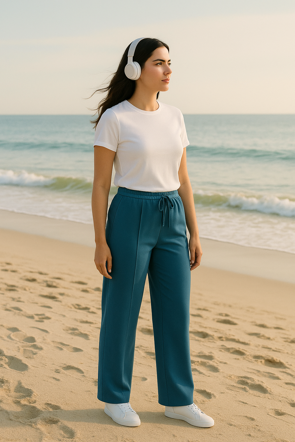 Frosted Sky Wide-Leg Trousers - Sky Blue