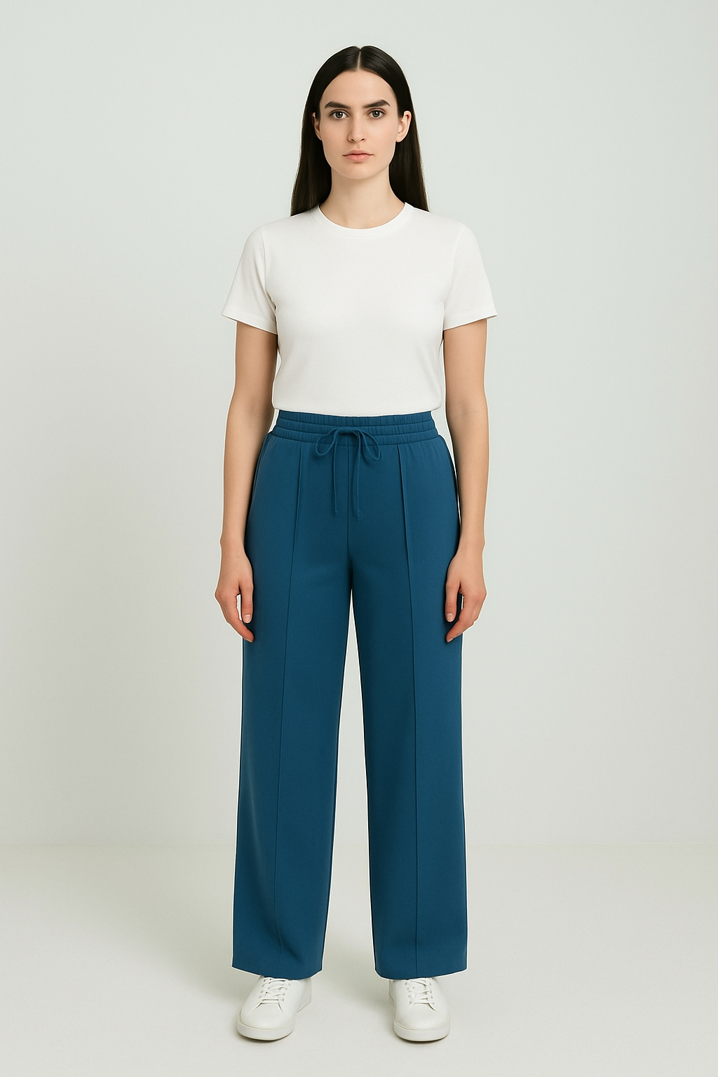 Frosted Sky Wide-Leg Trousers - Sky Blue
