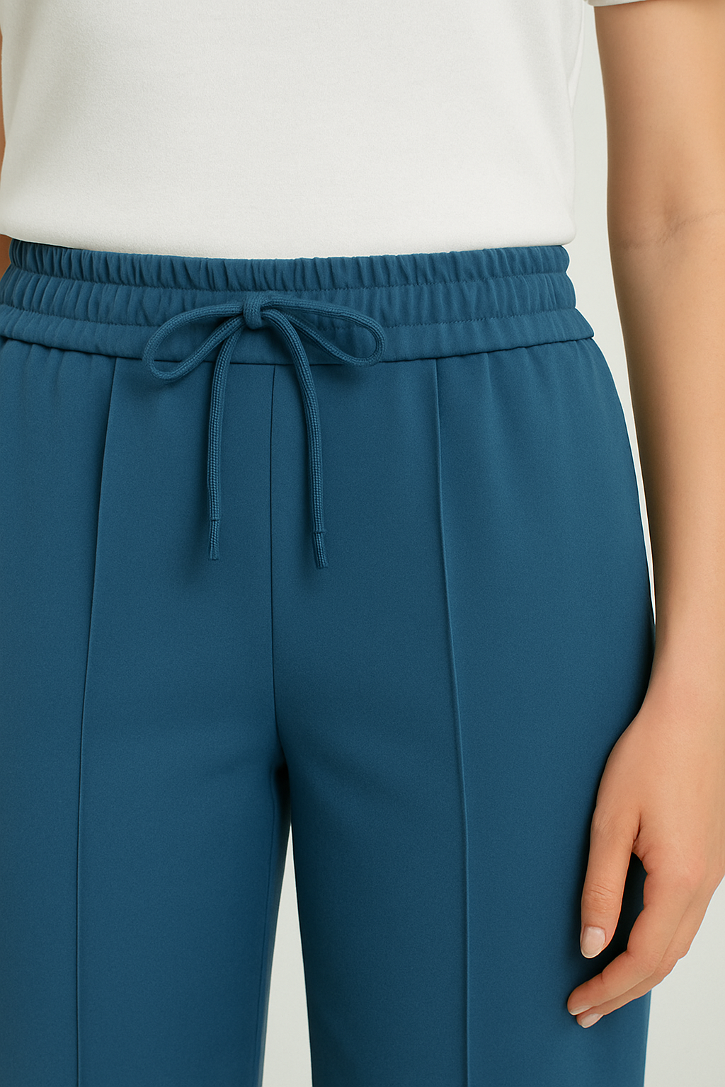 Frosted Sky Wide-Leg Trousers - Sky Blue