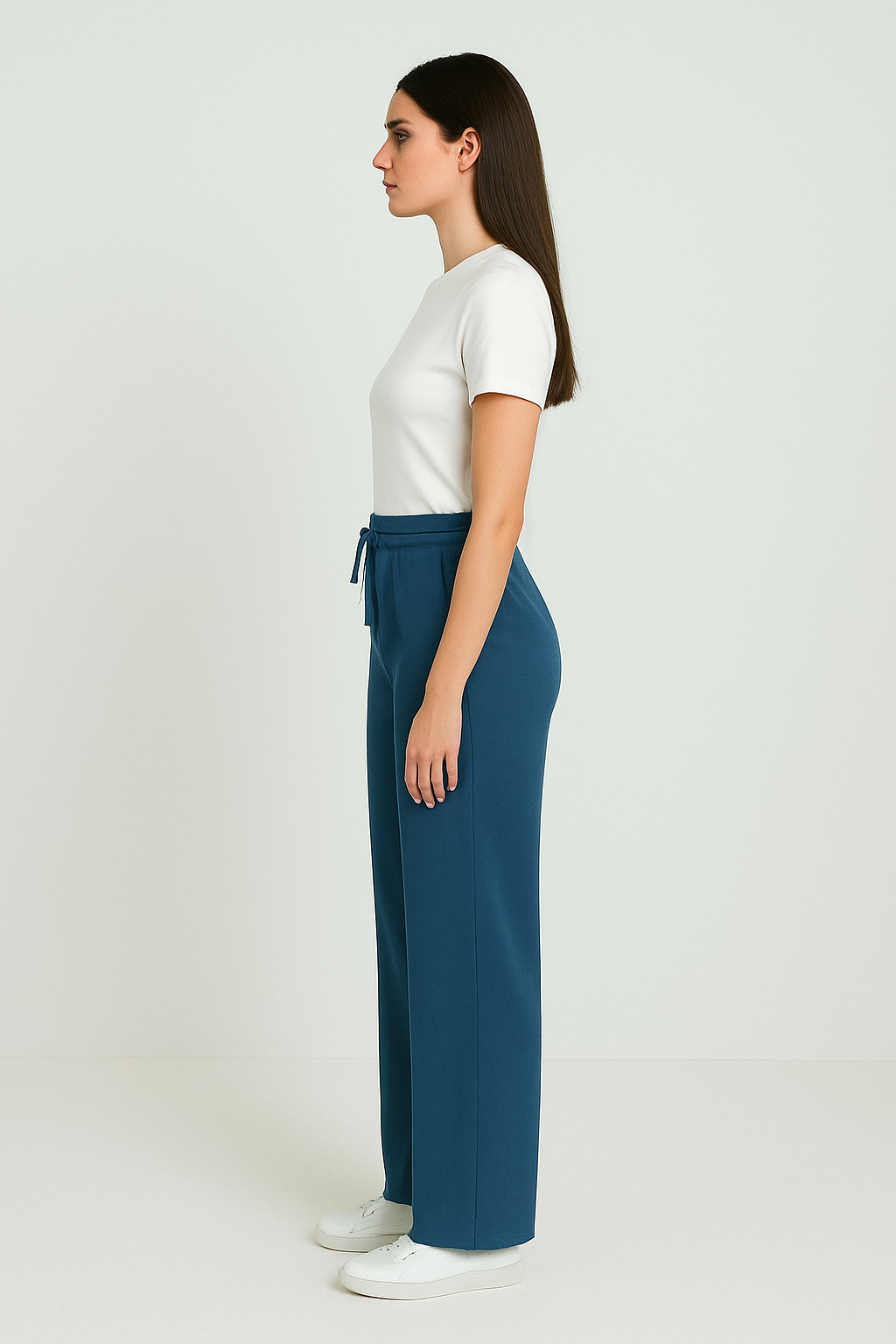 Frosted Sky Wide-Leg Trousers - Sky Blue
