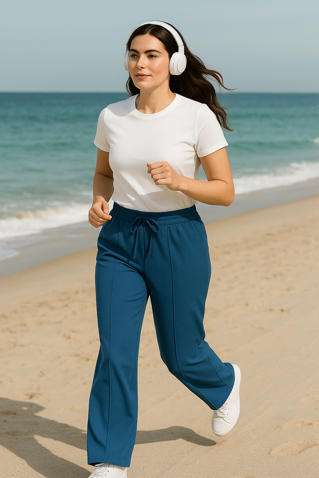 Frosted Sky Wide-Leg Trousers - Sky Blue