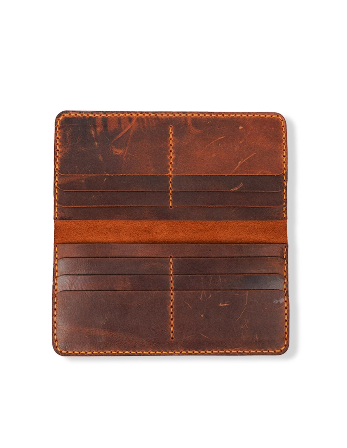Men’s Brown Leather Long Wallet – Vintage Bifold