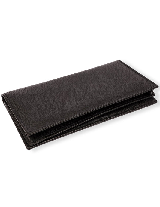 Cow Leather Wallet Black – Long Bifold with Zipper
