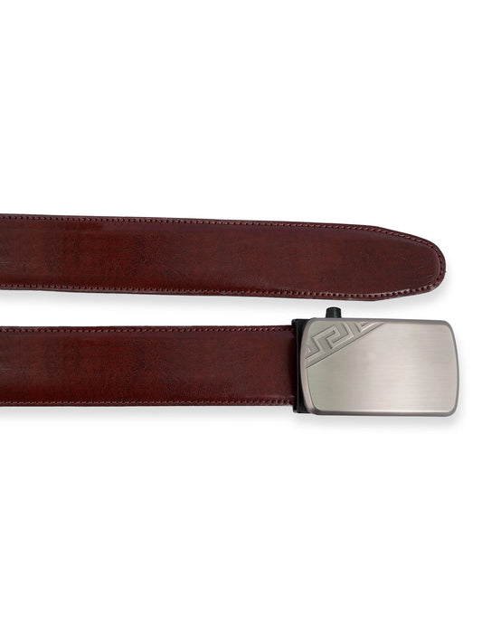 Leather Belt Brown – Slide Buckle with Metallic Texture