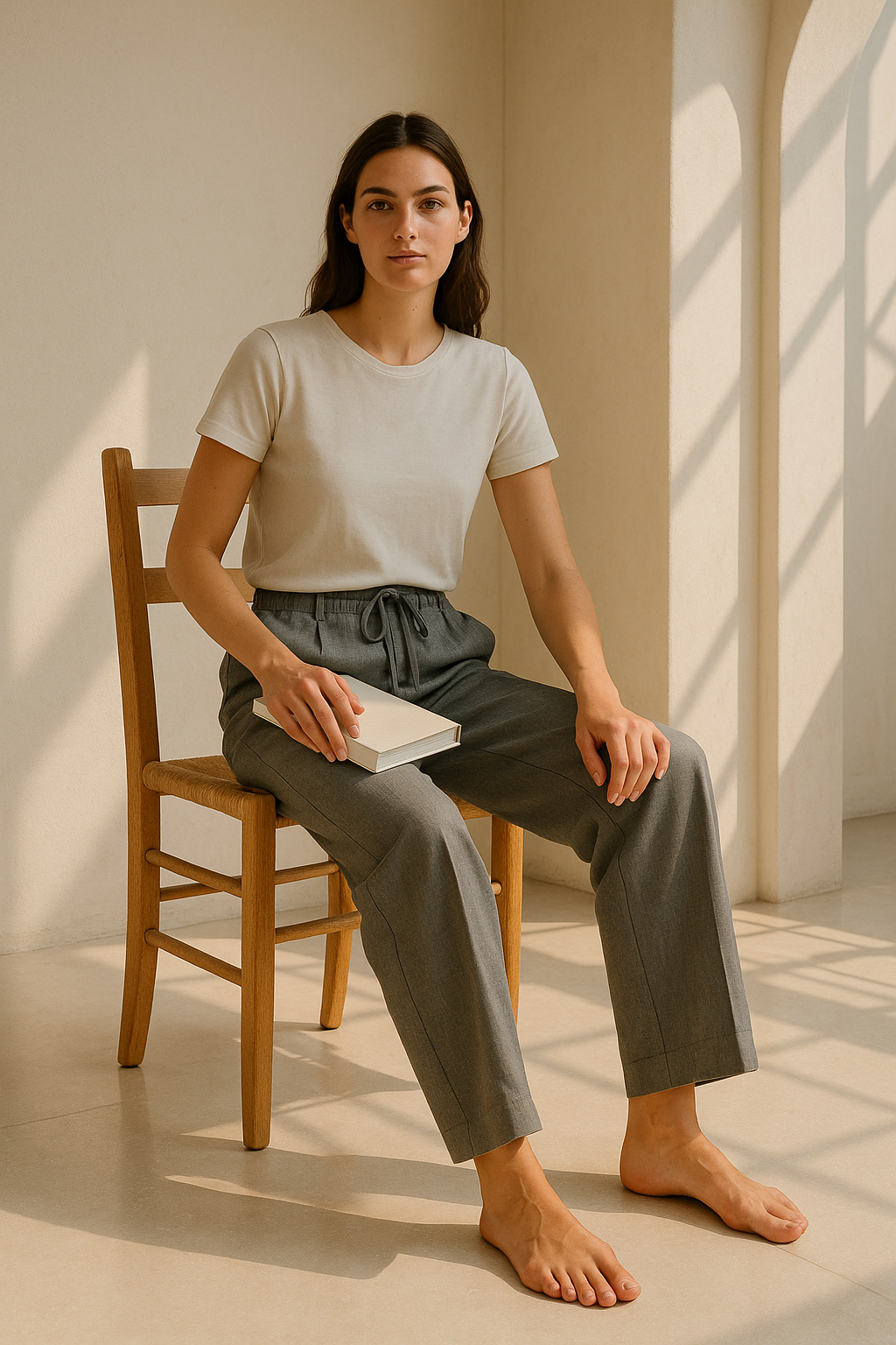Slate Drift Drawstring Trousers- Light Grey