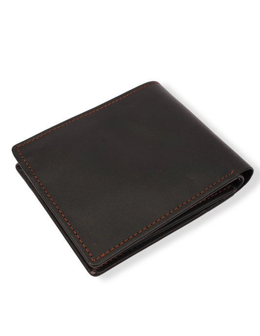 Cow Leather Wallet Black – Trifold with ID Window