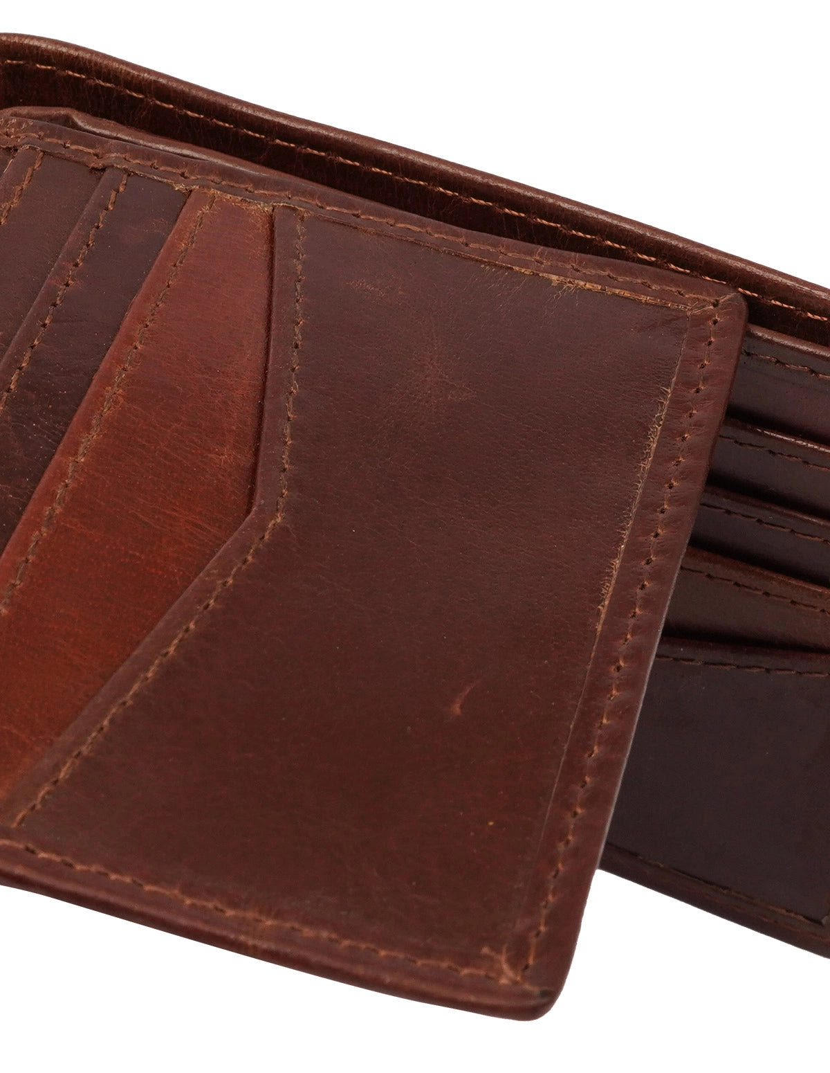 Cow Leather Wallet Brown – Trifold with  Zipper Pocket